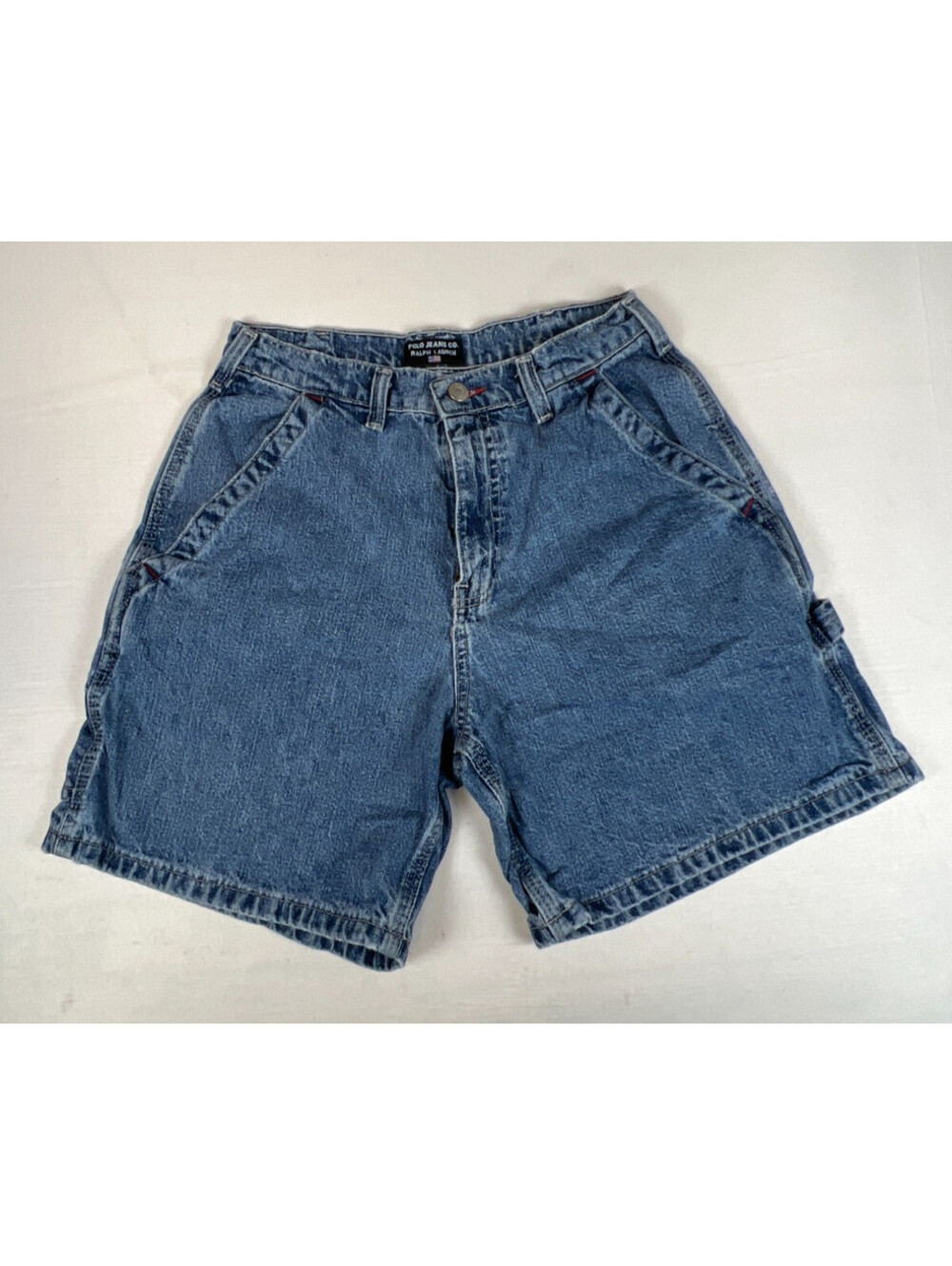 Vintage Polo Jeans Co Women Size 6 Made in USA Denim Carpenter Shorts Blue